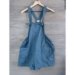 Miou Muse Corron Romper Womens Size M Washed Teal‎ Cotton Adjustable Tie Straps